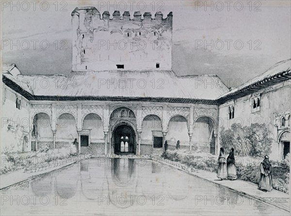 BIBLIOTECA-GRABADO-PATIO ARRAYANES Y TORRE COMARES 1835
GRANADA, ALHAMBRA-PATIO ARRAYANES
GRANADA