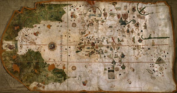 COSA JUAN DE LA 1449/1510
MAPA DE 1500 - PERFIL COSTERO DE AMERICA - PORTULANO
MADRID, MUSEO NAVAL
MADRID