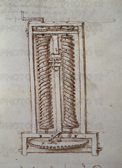 VINCI LEONARDO 1452/1519
DETALLE DE DISENO DE SU CODICE
MADRID, BIBLIOTECA NACIONAL
MADRID