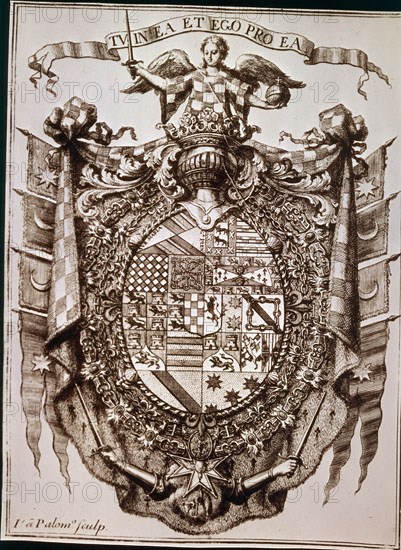 PALOMINO JUAN BERNABE
ESCUDO CON TOISON DE ORO - EXPULSION DE LOS MORISCOS - HERALDICA- GRABADO S XVIII
MADRID, COLECCION PARTICULAR
MADRID