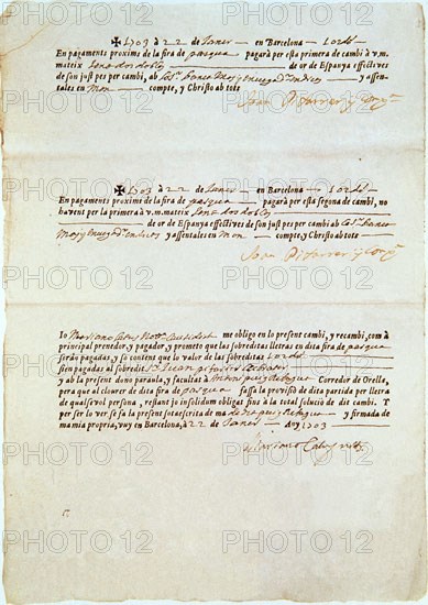 LETRA DE CAMBIO 1703 ESCRITA EN CATALAN