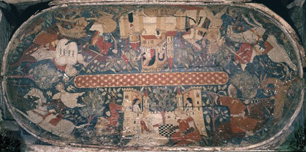 BOVEDA LATERAL-ESCENAS CABALLERESCAS Y LEGENDARIAS-EPOCA NAZARI S XV-PINTURA CRISTIANA
GRANADA, ALHAMBRA-SALA DE LOS REYES
GRANADA