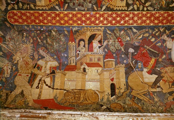 BOVEDA LATERAL-ESCENAS CABALLERESCAS Y LEGENDARIAS -EPOCA NAZARI S XV-PINTURA CRISTIANA
GRANADA, ALHAMBRA-SALA DE LOS REYES
GRANADA