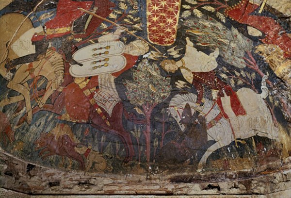 BOVEDA LATERAL-ESCENAS CABALLERESCAS Y LEGENDARIAS -EPOCA NAZARI S XV-PINTURA CRISTIANA
GRANADA, ALHAMBRA-SALA DE LOS REYES
GRANADA