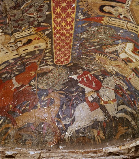 BOVEDA LATERAL-ESCENAS CABALLERESCAS Y LEGENDARIAS -EPOCA NAZARI S XV-PINTURA CRISTIANA
GRANADA, ALHAMBRA-SALA DE LOS REYES
GRANADA