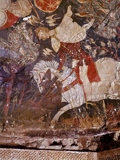 BOVEDA LATERAL-CABALLERO CRISTIANO A CABALLO-EPOCA NAZARI S XV-PINTURA CRISTIANA
GRANADA, ALHAMBRA-SALA DE LOS REYES
GRANADA