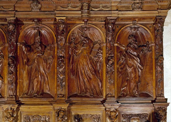 SIERRA PEDRO DE 1702/60
DETALLE DE RESPALDARES DE LA SILLERIA DEL CONVENTO DE SAN FRANCISCO-S XVIII-ESCULTURA VALLISOLETANA
VALLADOLID, MUSEO NACIONAL DE ESCULTURA-INTERIOR
VALLADOLID