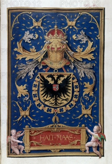 MANUSCRITO-EMBLEMA DE MAXIMILIANO I
MADRID, INSTITUTO VALENCIA DE DON JUAN
MADRID

This image is not downloadable. Contact us for the high res.