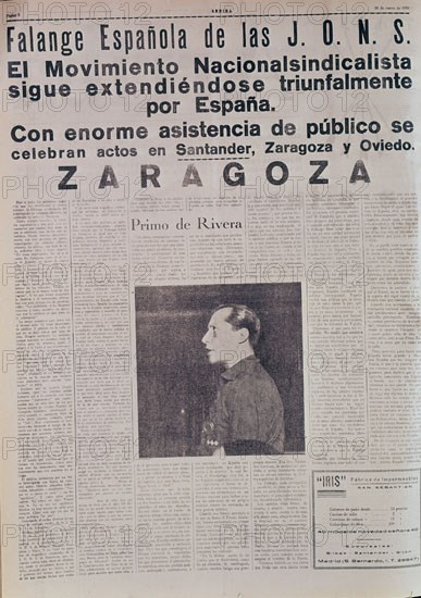 PERIODICO ARRIBA DE FALANGE 1935.J. A. PRIMO DE RIVERA
MADRID, HEMEROTECA MUNICIPAL
MADRID