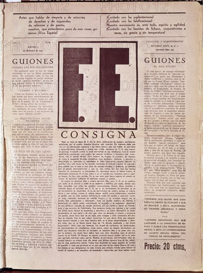 PERIODICO - FE - DIARIO DE  FALANGE ESPANOLA 7/12/1933
MADRID, HEMEROTECA MUNICIPAL
MADRID