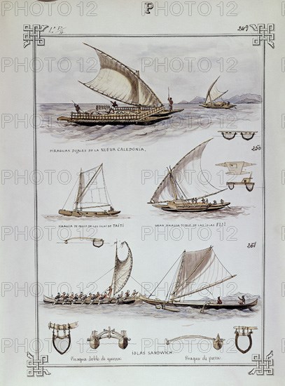 MONLEON RAFAEL 1853/1900
PIRAGUAS NUEVA CALEDONIA-TAHITI-FISI Y SANDWICH
MADRID, MUSEO NAVAL LAMINAS
MADRID