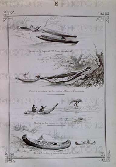 MONLEON RAFAEL 1853/1900
CANOAS AFRICANAS-AMAZONAS Y CANADIENSES
MADRID, MUSEO NAVAL LAMINAS
MADRID