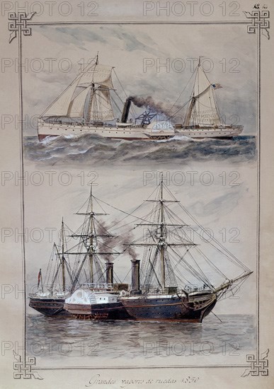 MONLEON RAFAEL 1853/1900
GRANDES VAPORES DE RUEDAS 1850
MADRID, MUSEO NAVAL LAMINAS
MADRID