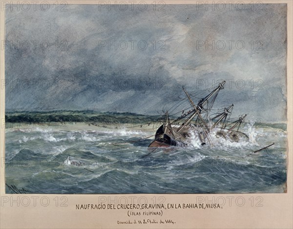 MONLEON RAFAEL 1853/1900
NAUFRAGIO DEL CRUCERO GRAVINA
MADRID, MUSEO NAVAL LAMINAS
MADRID