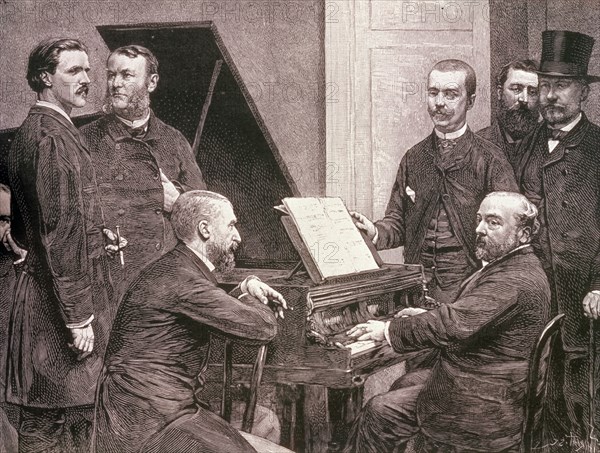 *E CHABRIER EN EL CENTRO CON UN GRUPO DE MUSICOS(1841/1894)
PARIS, MUSEO DE LA OPERA
FRANCIA

This image is not downloadable. Contact us for the high res.