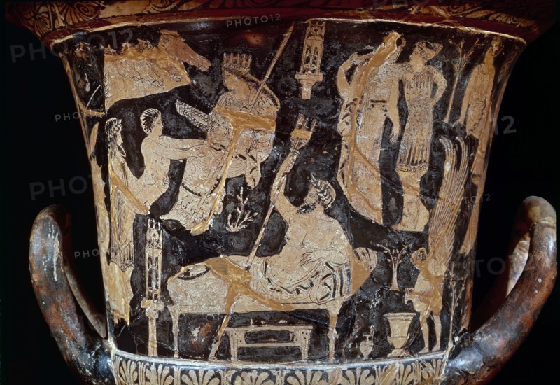Thésée et Poséidon, cratère attique