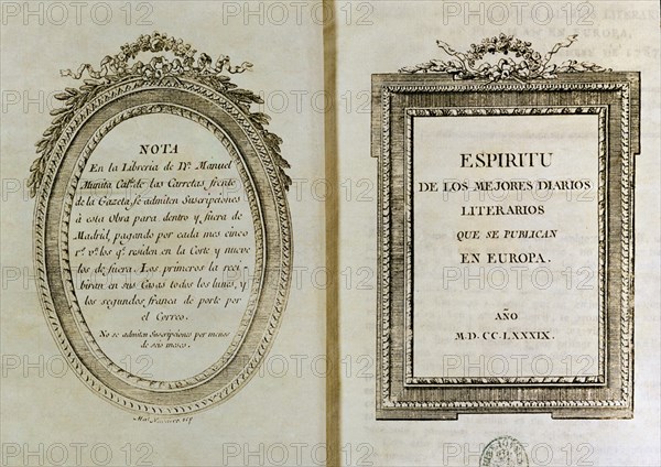 CLADERA CRISTOBAL
ESPIRITU DE LOS MEJORES DIARIOS LITERARIOS DE EUROPA-1789
MADRID, BIBLIOTECA NACIONAL
MADRID

This image is not downloadable. Contact us for the high res.