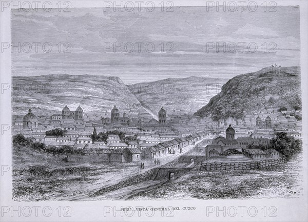 GRABADO-VISTA GENERAL DE CUZCO-(PERU)