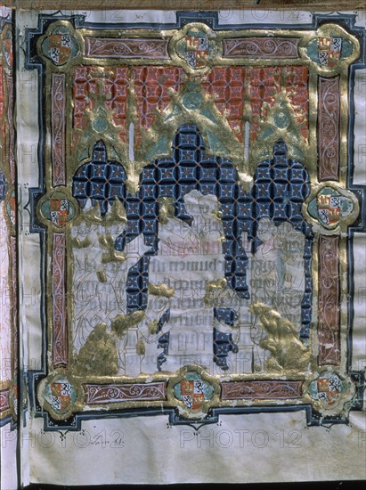 LIBRO CORONACION DE REYES-REINA Y REY DE RODILLAS-LAMINA XI
SAN LORENZO DEL ESCORIAL, MONASTERIO-BIBLIOTECA
MADRID