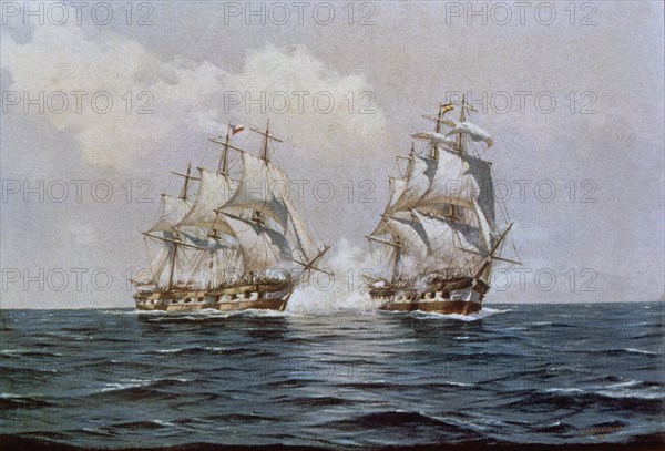 FRAGATA CHILENA"LAUTARO"CONTRA ESPAÑOLA"ESMERALDA"EN VALPARAISO-27/4/1818

This image is not downloadable. Contact us for the high res.