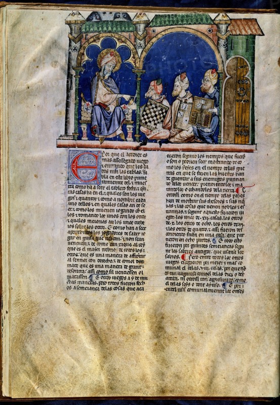 Alphonse X le Sage, Arabes présentant des plateaux d'échecs et jeux de dés au roi des Indes