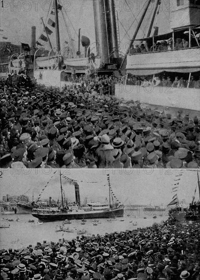 REVISTA B/N-BARNA-SALIDA DE TROPAS A MELILLA-1921-EMBARCO-DESPEDIDA