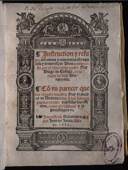ZUÑIGA DIEGO DE 
PORTADA-INSTRUCTION Y REFUGIO DEL ANIMA-IMPRIME JUAN DE JUNTA-1552-SIG 7506
SALAMANCA, UNIVERSIDAD BIBLIOTECA
SALAMANCA

This image is not downloadable. Contact us for the high res.