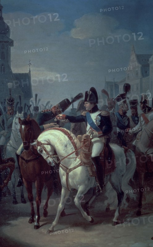 Debret, Napoléon Ier décore à Tilsitt le grenadier Lazareff de la croix de la Légion d'Honneur (détail)