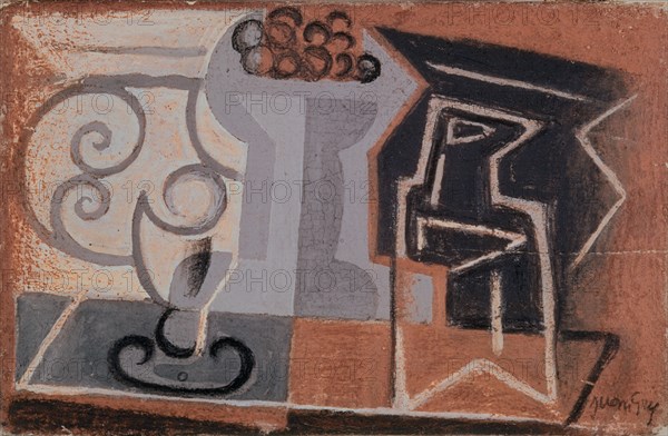 GRIS JUAN 1887/1927
NATURALEZA MUERTA CON RACIMO DE UVAS 1916 OLEO-MADERA
MADRID, COLECCION PARTICULAR
MADRID