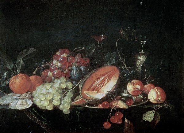 HEEM DE JAN DAVIDSZ 1606/1684
BODEGON-NARANJAS,UVAS,MELON,OSTRAS,CEREZAS, ETC-LIENZO 43x81-NP 2089
Madrid, Museo del Prado