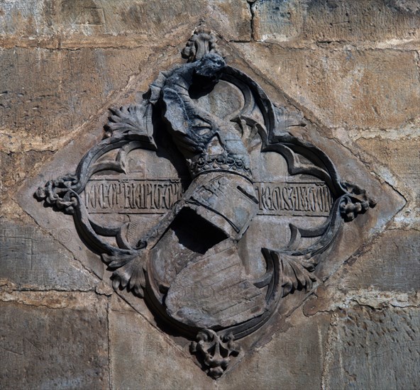 ESCUDO EN LA FACHADA DE LA IGLESIA
POBLET, MONASTERIO DE SANTA MARIA
TARRAGONA

This image is not downloadable. Contact us for the high res.