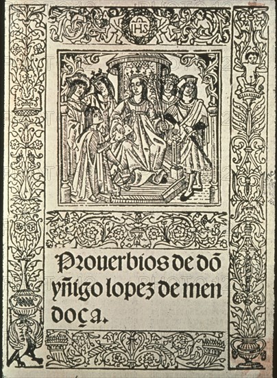 SANTILLANA MARQUES D
LOS CIEN PROVERBIOS-PORTADA
MADRID, BIBLIOTECA NACIONAL
MADRID

This image is not downloadable. Contact us for the high res.