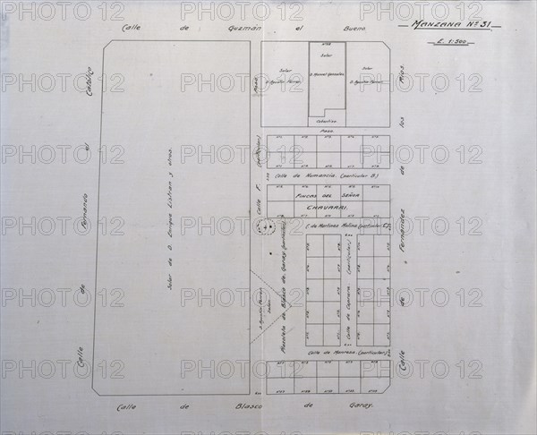 PLANO CALLES DESAPARECIDAS ENTRE LA CUERDA Y FRANCISCO RIOS
MADRID, ARCHIVO HISTORICO VILLA
MADRID
