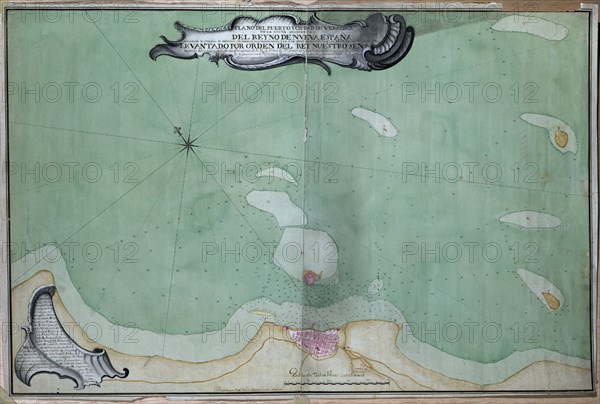 MAPA-PUERTO Y CIUDAD DE VERACRUZ EN COSTA OCCIDENTAL DEL REINO DE NUEVA ESPANA-1777
MADRID, MUSEO NAVAL
MADRID