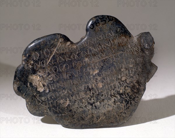 TABLILLA ROMANA  EN PLOMO, CON QUE SE CONJURABA A DETERMINADAS PERSONAS PROC CORDOBA
MADRID, MUSEO ARQUEOLOGICO NACIONAL
MADRID