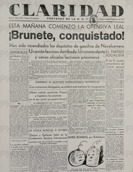 La Claridad Newspaper (Close to UGT): Brunete Conquered (Madrid)