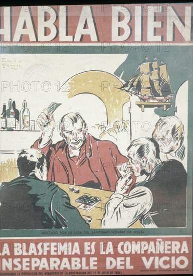 Affiche condamnant le blasphème.