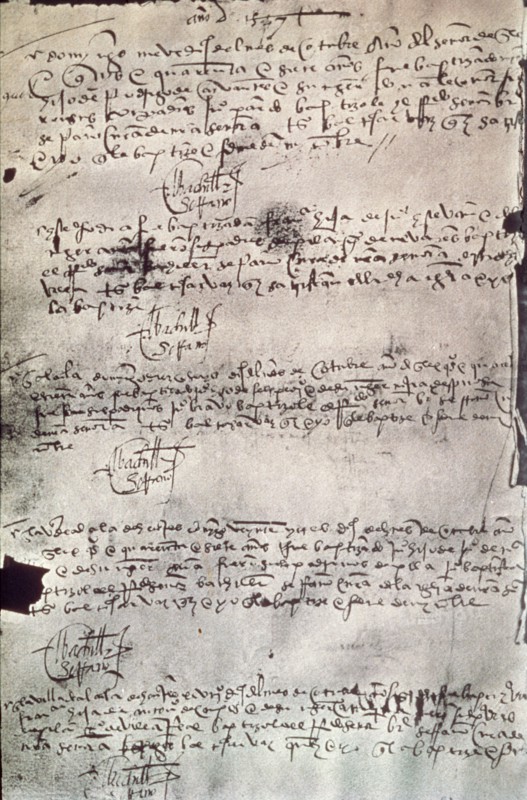 Extrait de l'acte de baptême de Cervantes