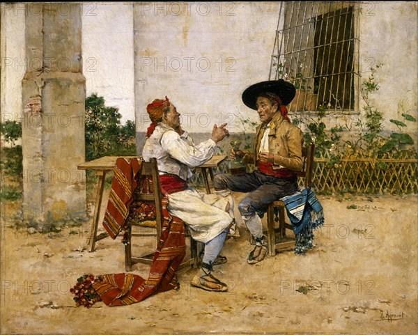 AGRASSOT Y JUAN JOAQUIN 1837/1919
DOS HUERTANOS BEBIENDO VINO (C.1880/90) OLEO/LIENZO 44,5X55X5 CM
VALENCIA, BANCO URQUIJO(PAL PEÑALBA
VALENCIA