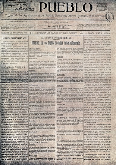 PERIDOCIO"EL PUEBLO"CADIZ 23/3/1933ARTICULOS:CASAS VIEJAS Y OBREROS NO OS DEJEIS ENGANAR
MADRID, HEMEROTECA MUNICIPAL
MADRID