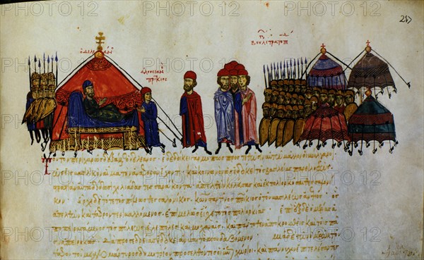 SKYLLITZES
CRONICA BIZANTINA FOL 217
MADRID, BIBLIOTECA NACIONAL
MADRID

This image is not downloadable. Contact us for the high res.