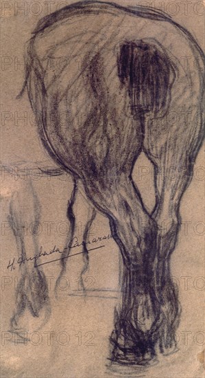 ANGLADA CAMARASA H 1871/1959
GRUPA DE CABALLOS(C.1900/01) CARBONCILLO SOBRE PAPEL 26X14,5 CM
BARCELONA, BANCO URQUIJO
BARCELONA