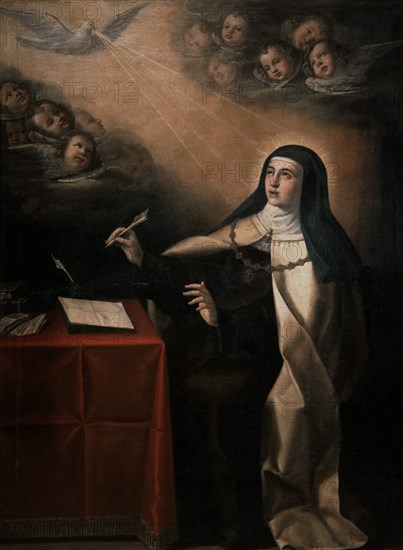 ESCUELA MADRILEÑA
STA TERESA ESCRIBIENDO-REFORMADORA DE LAS CARMELITAS EN S XVI. ESCUELA MADRILEÑA SXVII
MEDINA DEL CAMPO, CONVENTO DE LAS CARMELITAS DESCALZAS
VALLADOLID