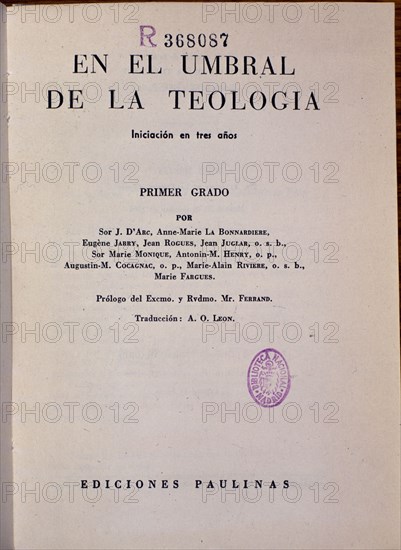 D'ARC J
EN EL UMBRAL DE LA TEOLOGIA
MADRID, BIBLIOTECA NACIONAL DEPOSITO
MADRID

This image is not downloadable. Contact us for the high res.