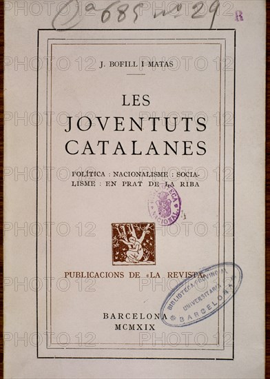 BOFILL I MATAS
LES JOVENTUTS CATALANES 1910 V-C-685-29
MADRID, BIBLIOTECA NACIONAL DEPOSITO
MADRID

This image is not downloadable. Contact us for the high res.