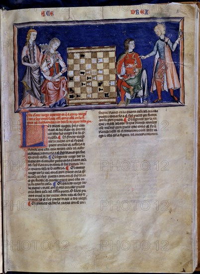 ALFONSO X EL SABIO 1221/84
LIBRO DE JUEGOS PG 8R - DAMA Y CABALLERO JUGANDO AL AJEDREZ - S XIII
SAN LORENZO DEL ESCORIAL, MONASTERIO-BIBLIOTECA
MADRID