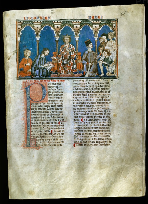 ALFONSO X EL SABIO 1221/84
LIBRO DE JUEGOS-F65R-ALFONSO X DICTA EL LIBRO DE LOS DADOS-COPISTAS Y TAHURES-MINIARURA S XIII
SAN LORENZO DEL ESCORIAL, MONASTERIO-BIBLIOTECA
MADRID

This image is not downloadable. Contact us for the high res.