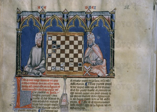 ALFONSO X EL SABIO 1221/84
LIBRO DE JUEGOS-DOS MUSULMANES JUEGAN AL AJEDREZ-DET ILUSTRACION-CONJ Nº90059-F 38
SAN LORENZO DEL ESCORIAL, MONASTERIO-BIBLIOTECA
MADRID

This image is not downloadable. Contact us for the high res.