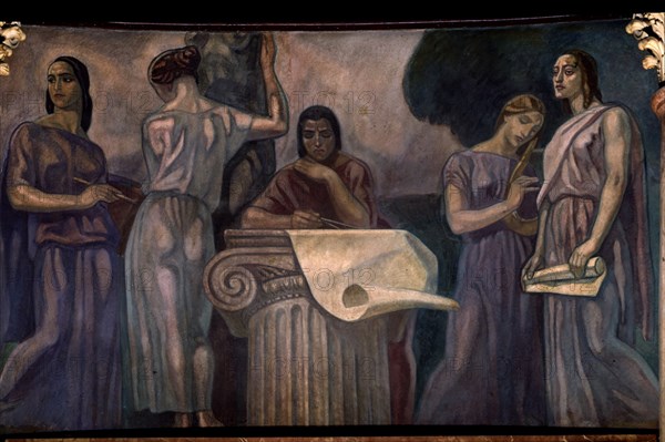 ARTETA AURELIO 1879/1940
BELLAS ARTES. FRESCOS DEL  PATIO REDONDO
MADRID, BANCO BILBAO VIZCAYA-ALCALA
MADRID

This image is not downloadable. Contact us for the high res.