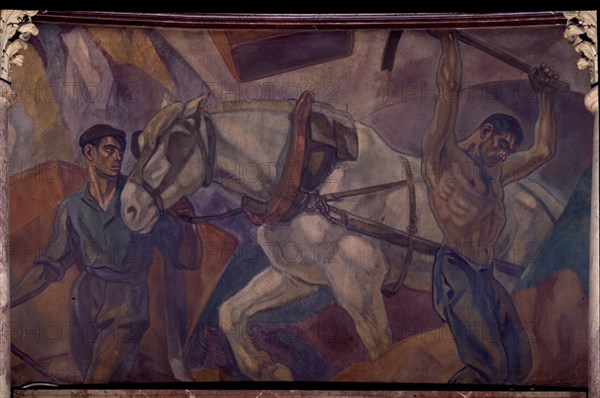 ARTETA AURELIO 1879/1940
LA MINA- 1921/23- FRESCOS MURALES-S XX- PINTURA SOCIAL
MADRID, BANCO BILBAO VIZCAYA-ALCALA
MADRID